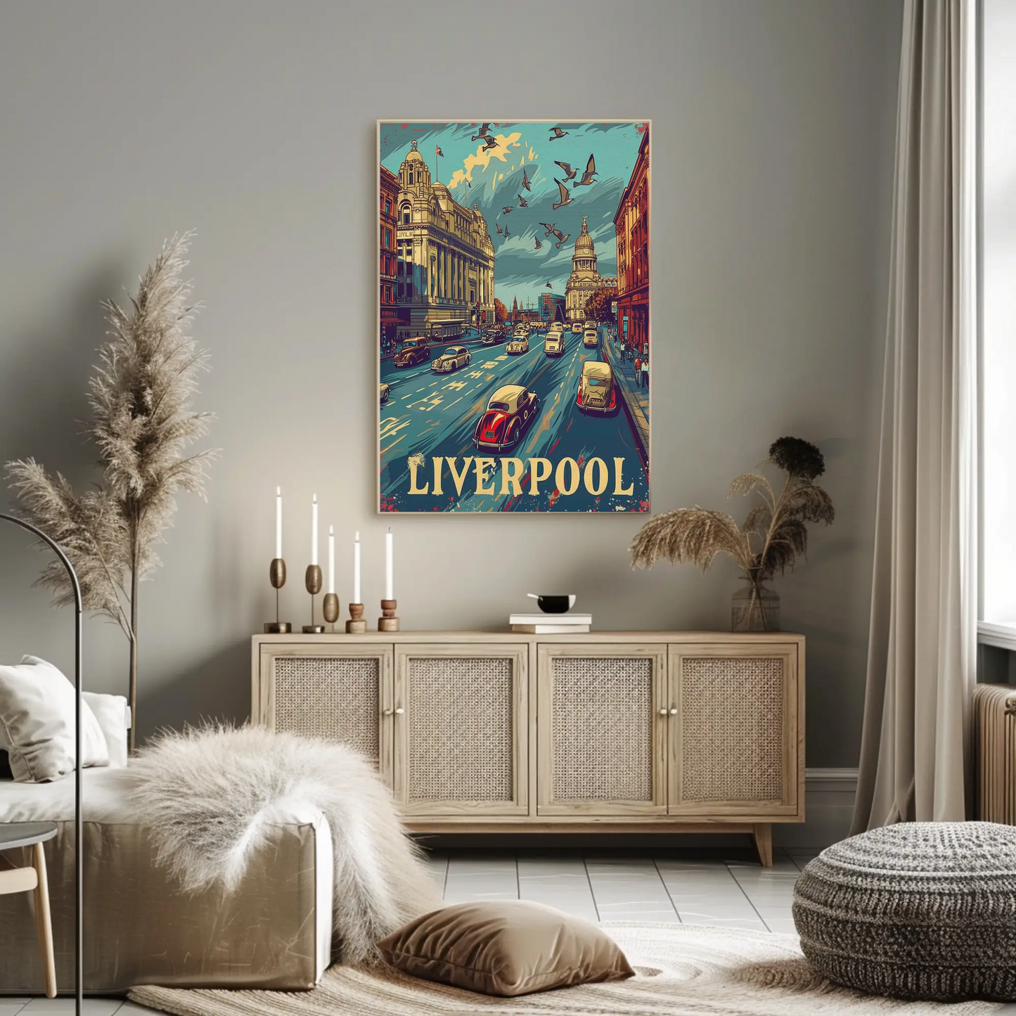 Historic Liverpool Downtown Travel Poster