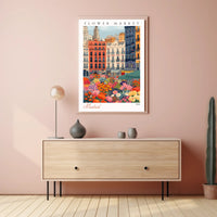 Vibrant Flower Market in Madrid Poster PosterGoat