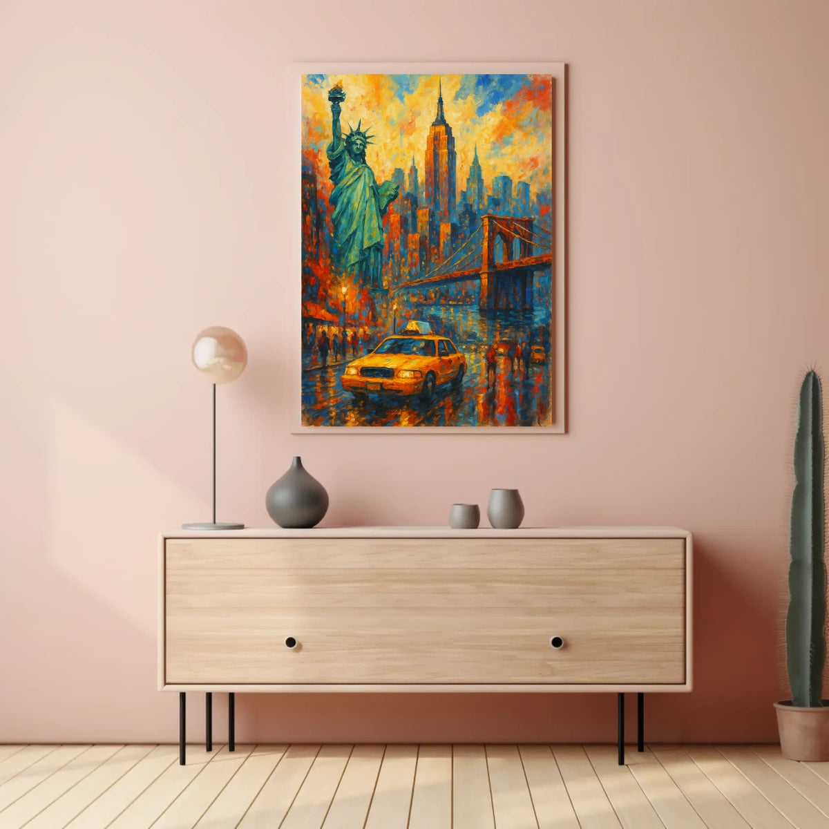 New York City Icons Landmarks Poster Abstract Wall Art