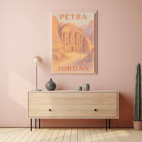 Petra AlKhazneh Vintage Pastel Explorer Travel Poster