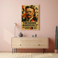 Theodore Roosevelt 26th President of the United States Layered paper Collage Poster