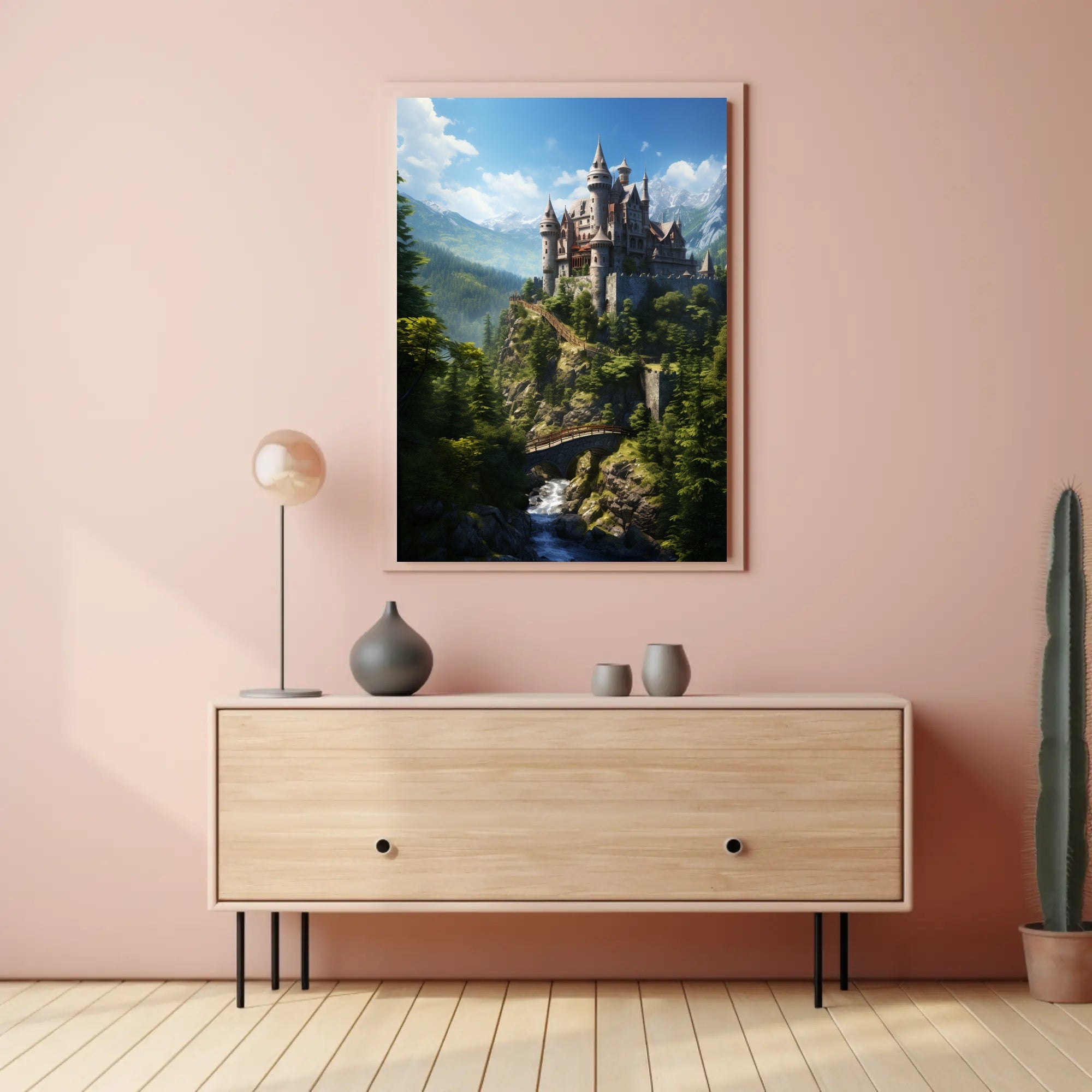 Enchanted Castle In The Mountains Poster PosterGoat