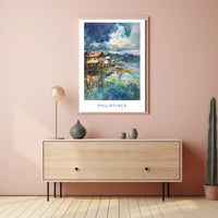 Tranquil Philippine Coastal Scene Watercolor Travel Poster PosterGoat