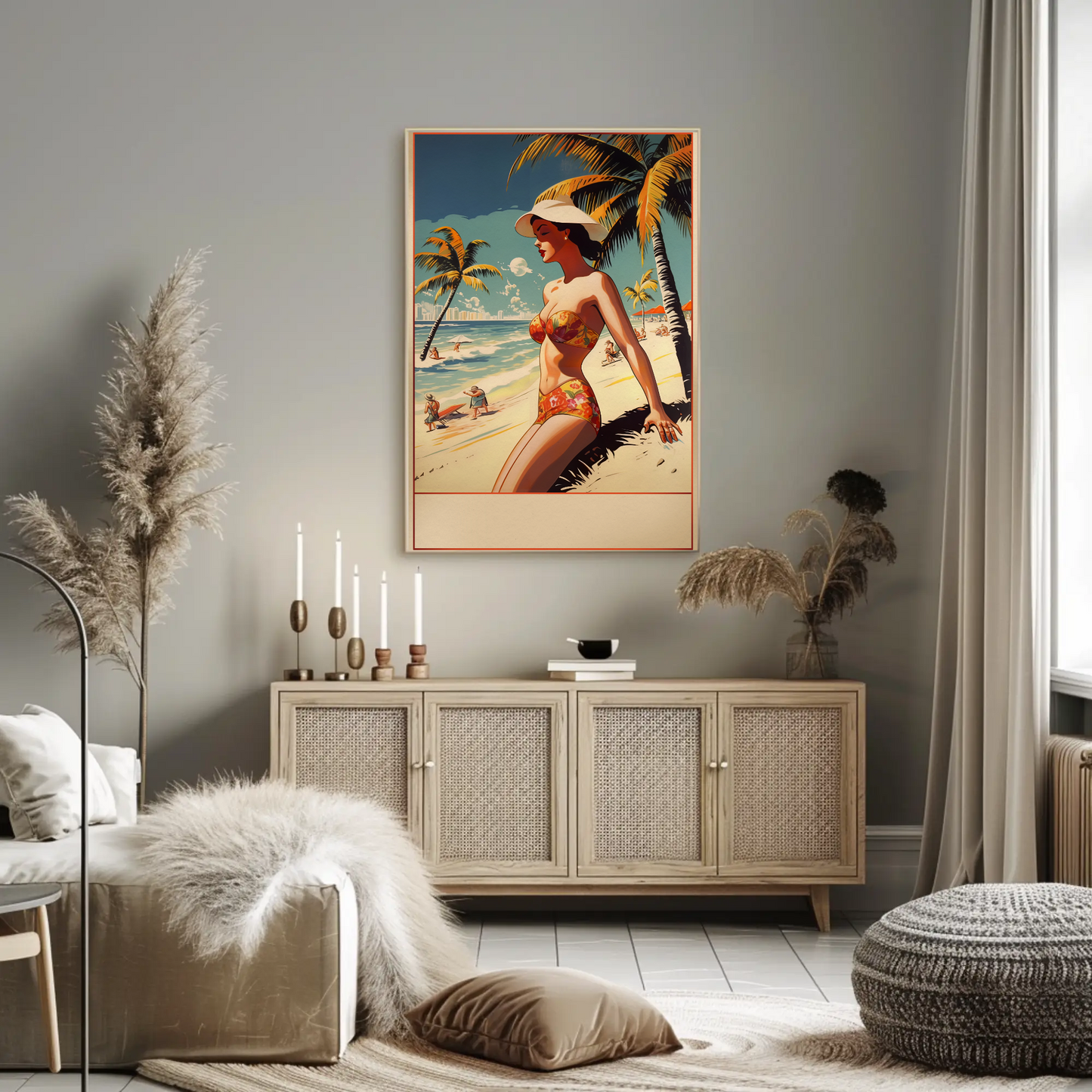 Retro Beach Beauty In Summer Scene Travel Poster