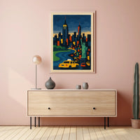 New York City Skyline Poster Modern Urban Vibrant Wall Art