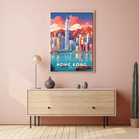 Hong Kong Skyline Vibrant Urban or Cityscape Poster