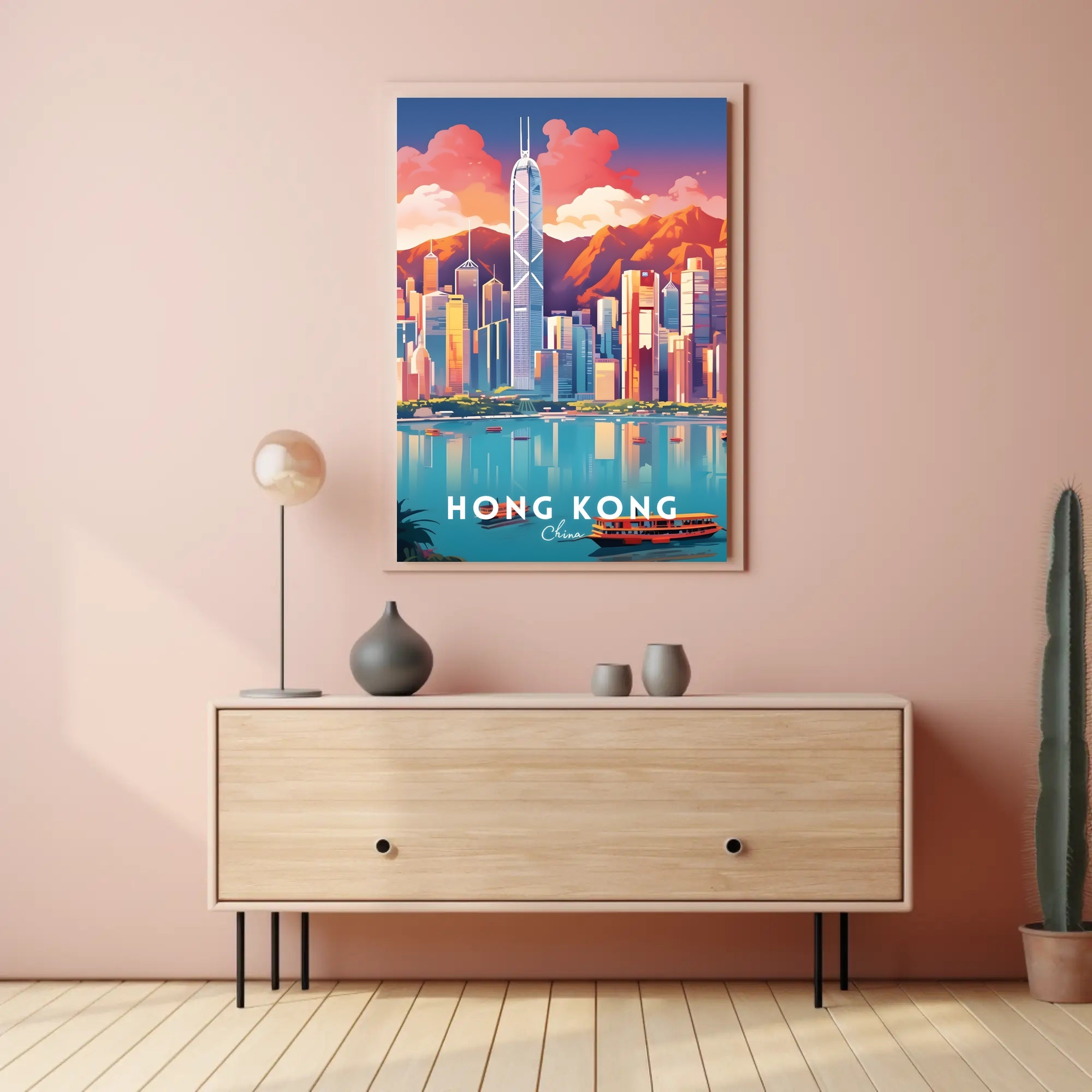 Hong Kong Skyline Vibrant Urban or Cityscape Poster