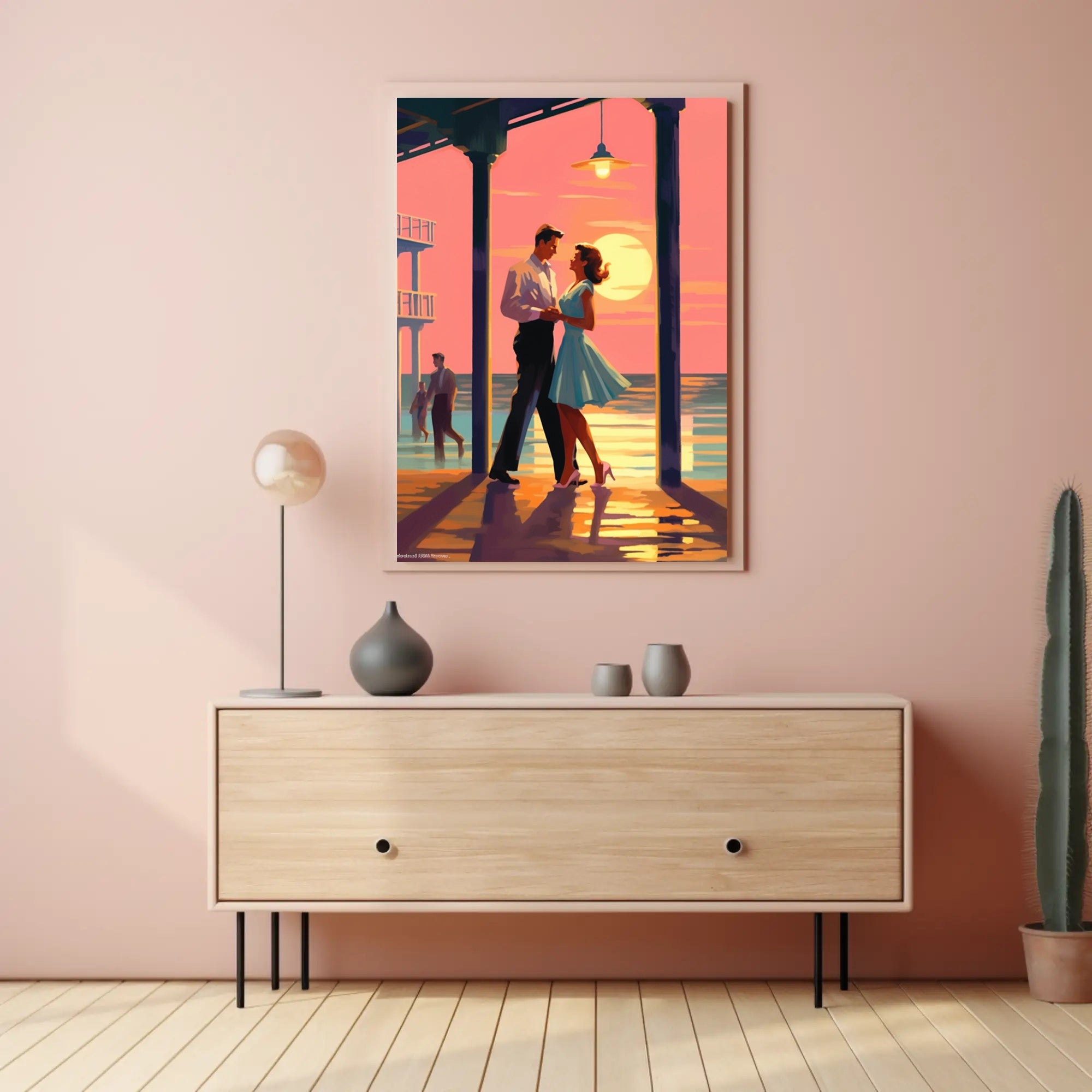 Sunset Romance on the Pier Poster