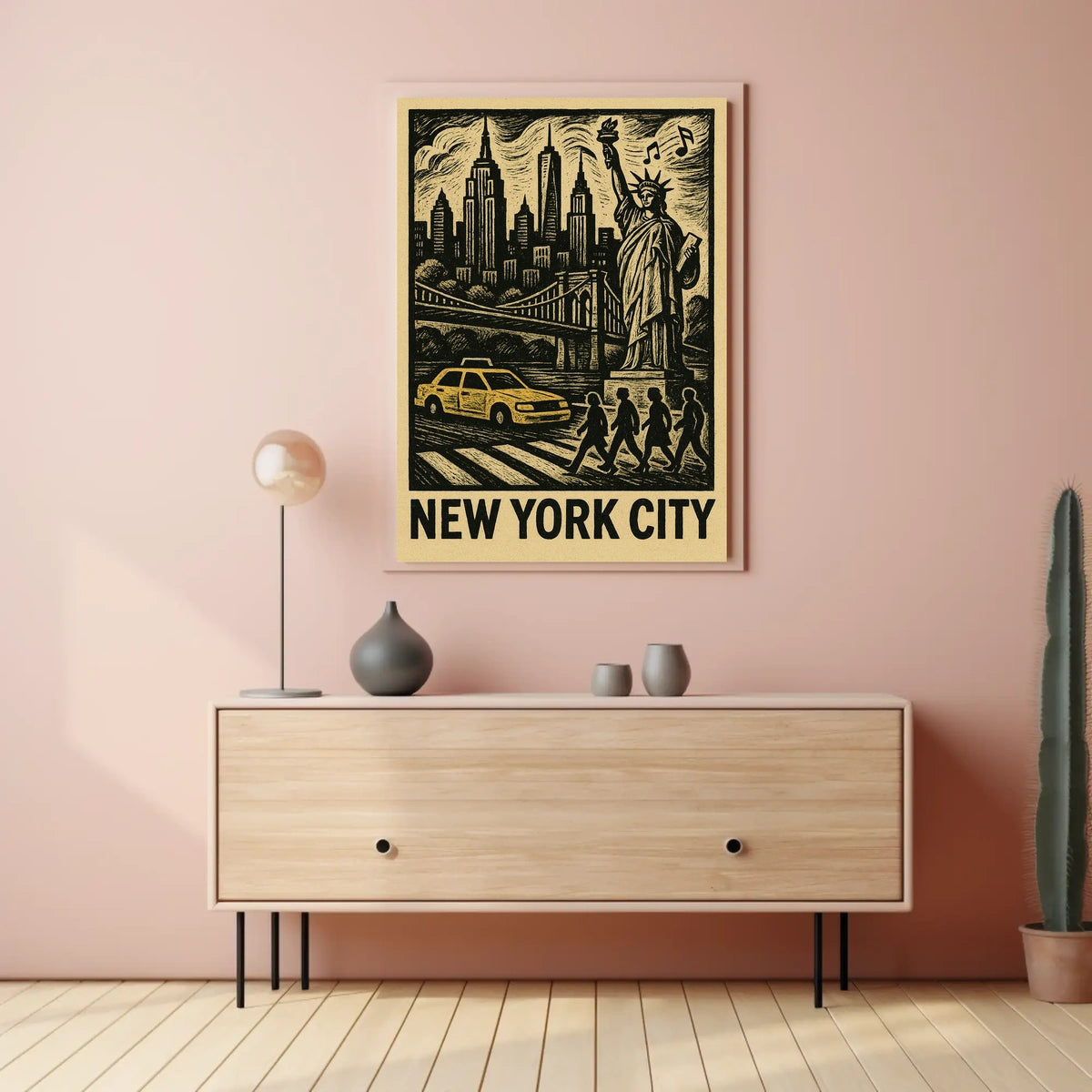 New York City Iconic Skyline Poster Vintage Wall Art