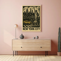 New York City Iconic Skyline Poster Vintage Wall Art