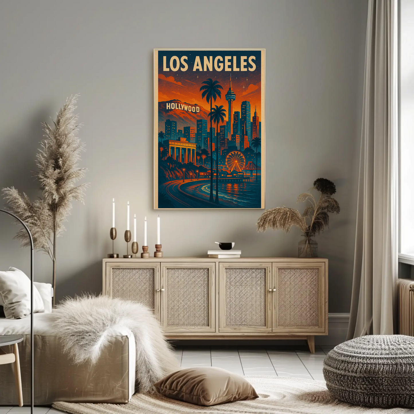 Los Angeles Hollywood Sunset Travel Poster