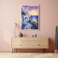 Sunset in a Coastal Village Poster PosterGoat