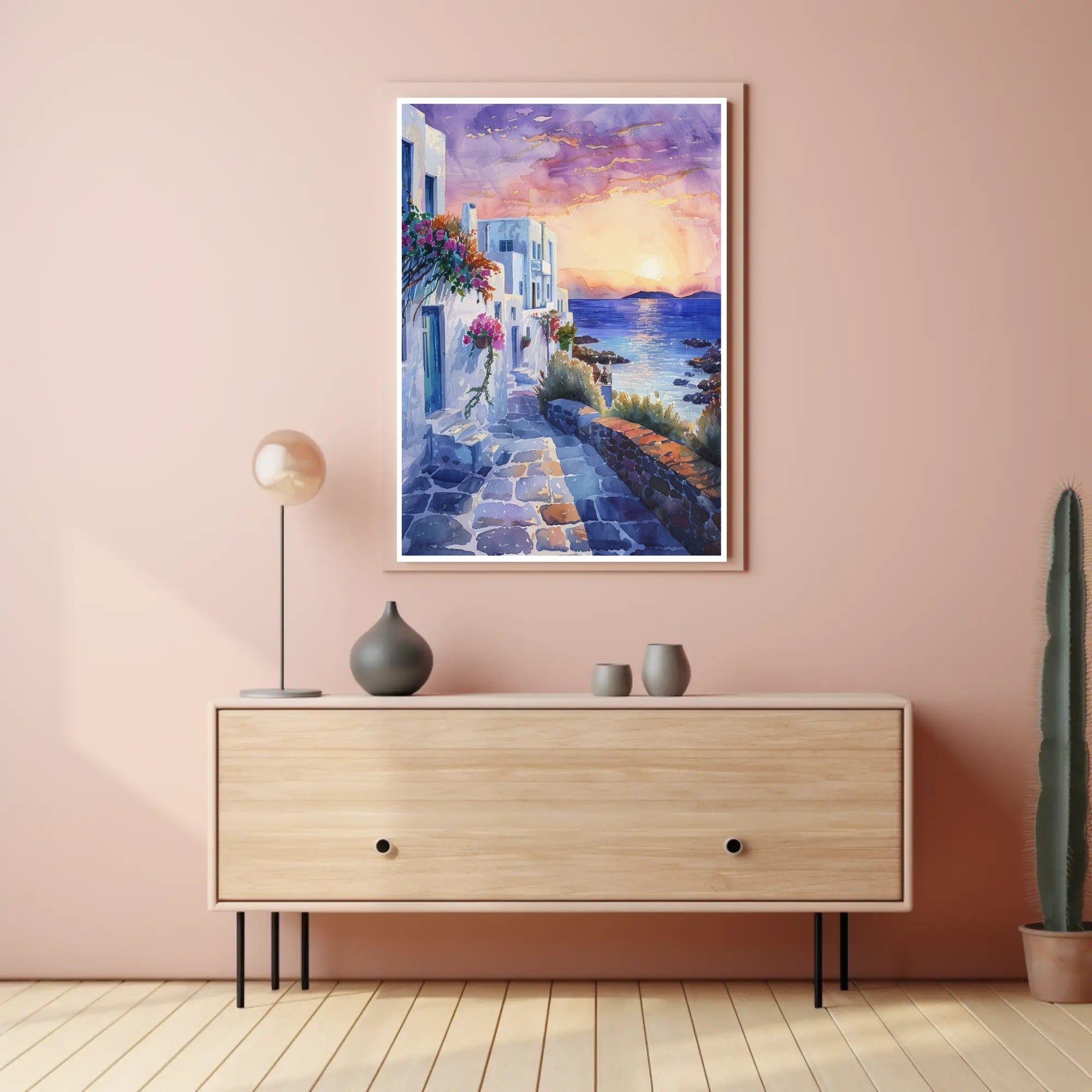Sunset in a Coastal Village Poster PosterGoat
