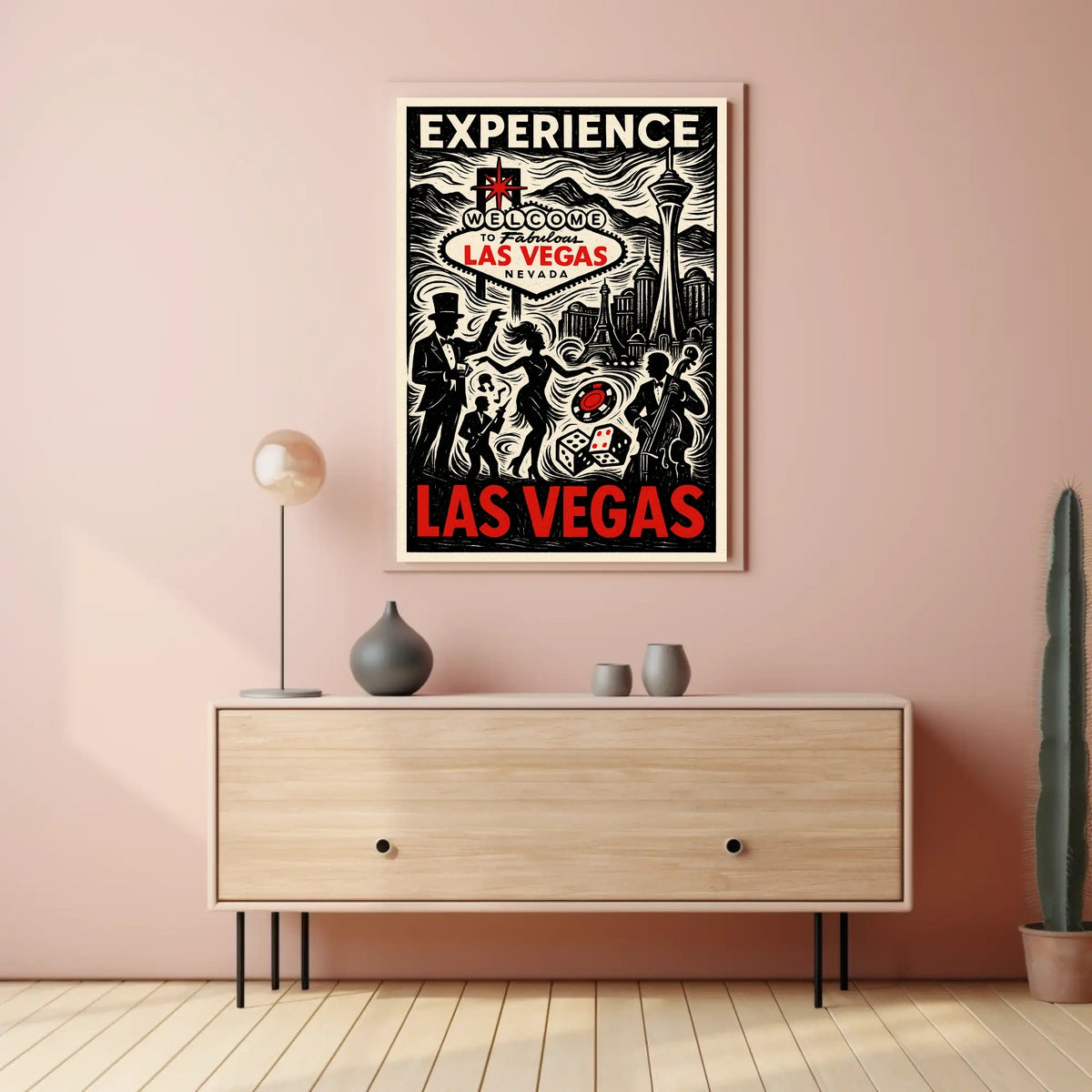 Las Vegas Poster Vibrant Neon Nightlife Wall Decor Fans