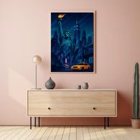 New York City Nightscape Poster Modern Urban Glow Wall Art
