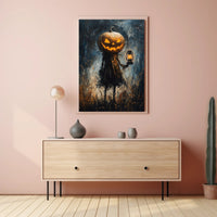 Spooky Scarecrow Halloween Night Artistic Poster