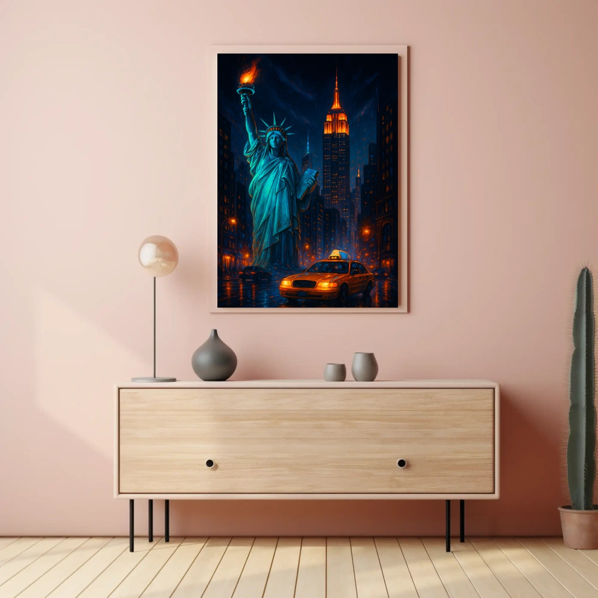 New York City Street Skyline Poster Modern Wall Art