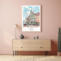 Riga Cityscape Illustration Poster PosterGoat