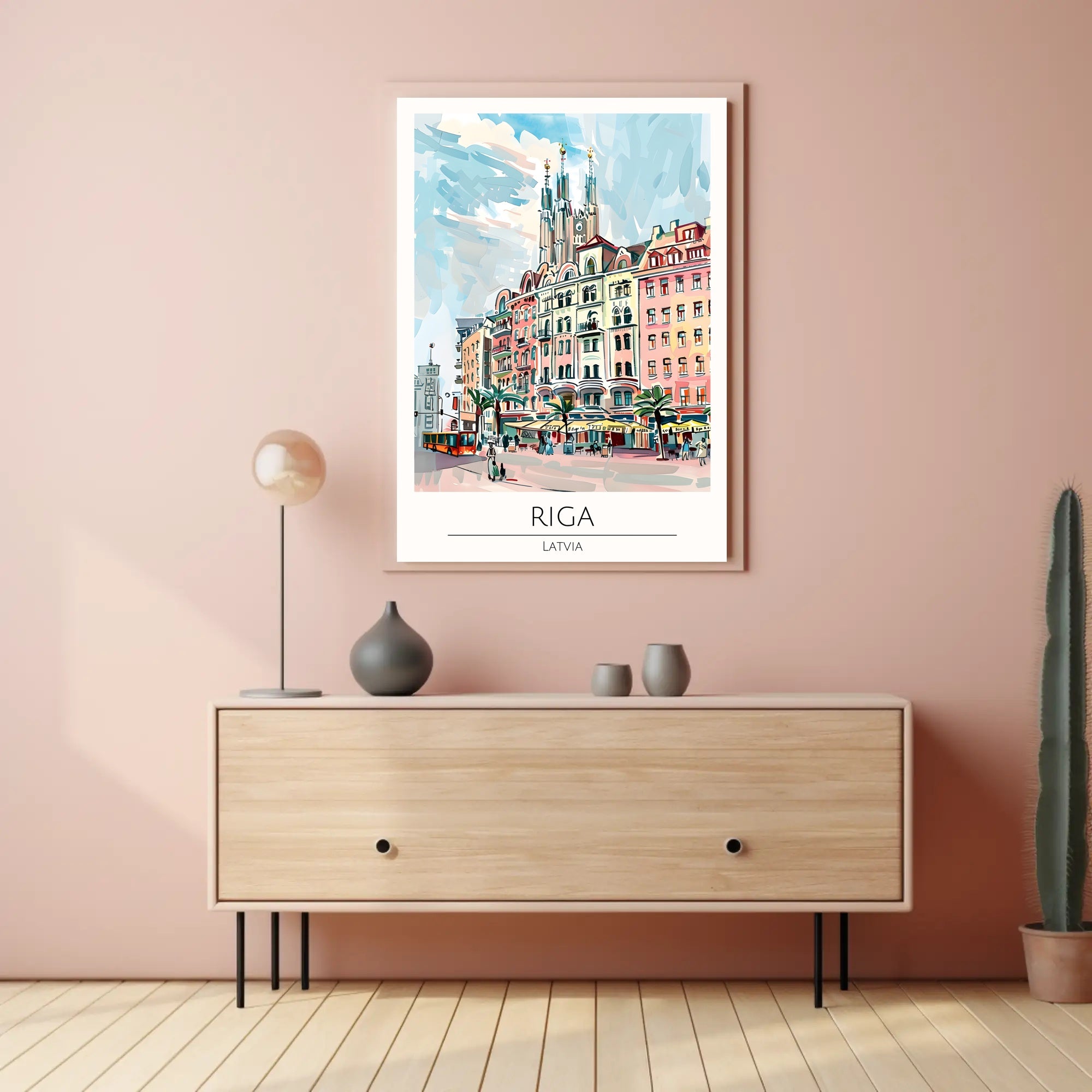 Riga Cityscape Illustration Poster PosterGoat