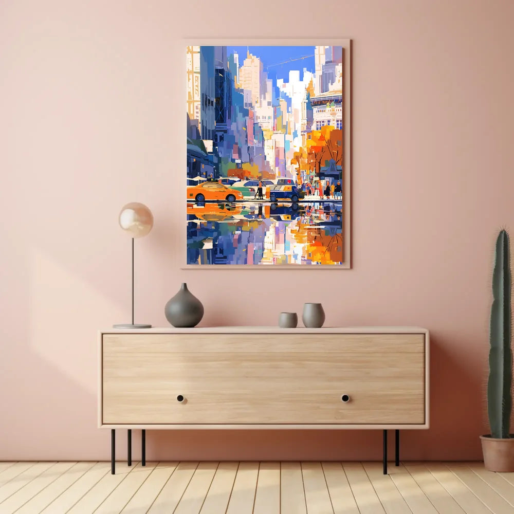Vibrant Urban Cityscape Poster: Modern Artistic Style