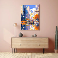 Vibrant Urban Cityscape Poster: Modern Artistic Style