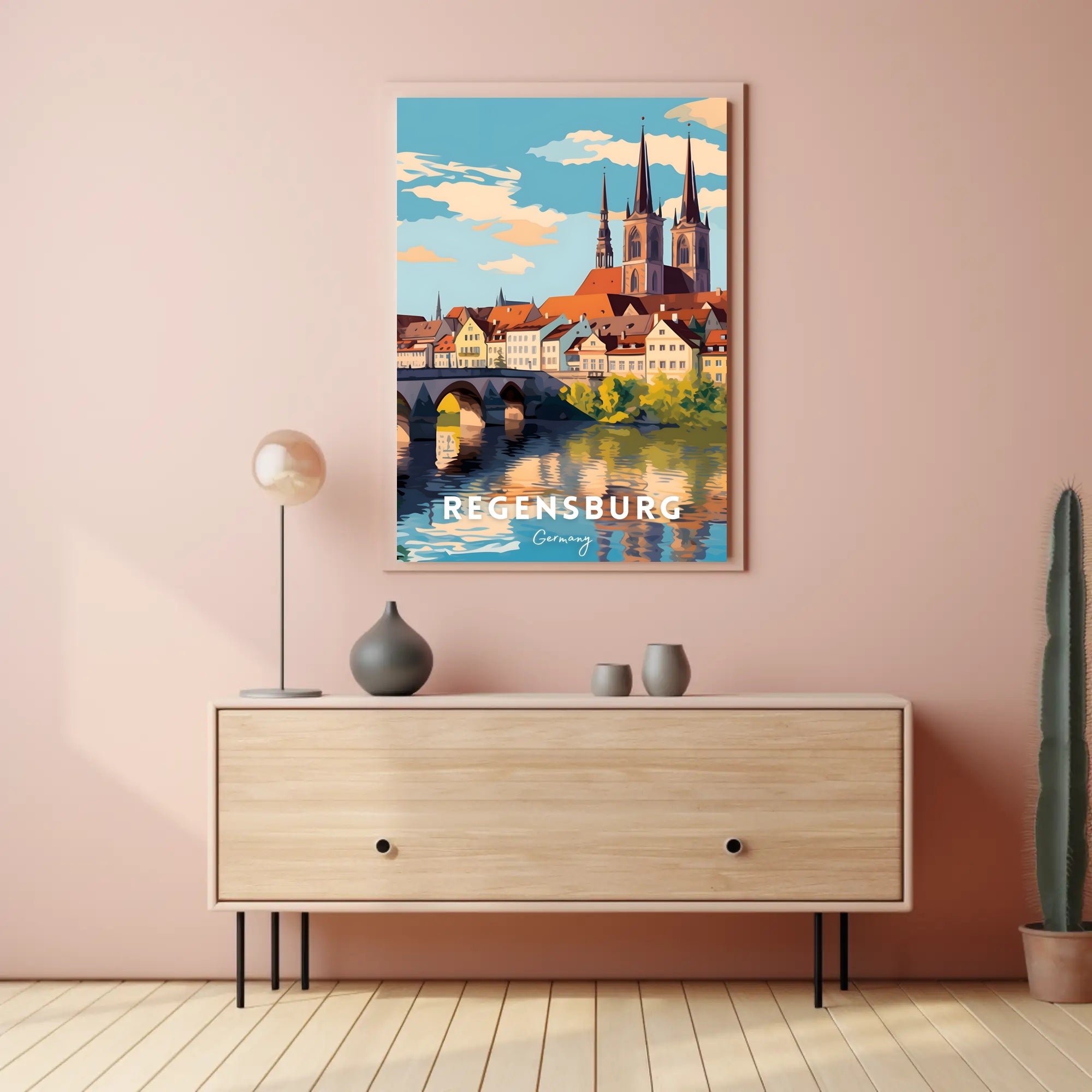 Regensburg Cityscape Travel Poster