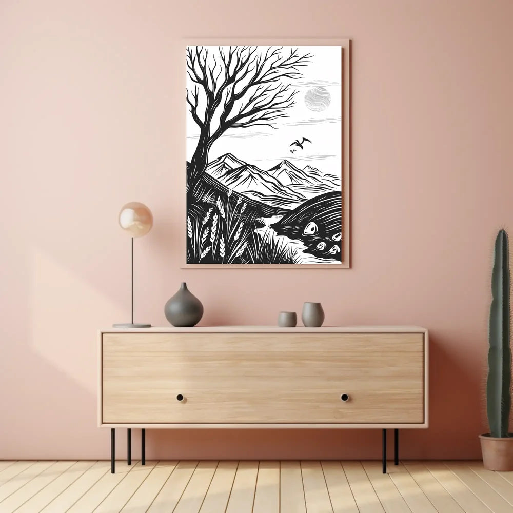 Modern Minimalist "N" Design Art Poster