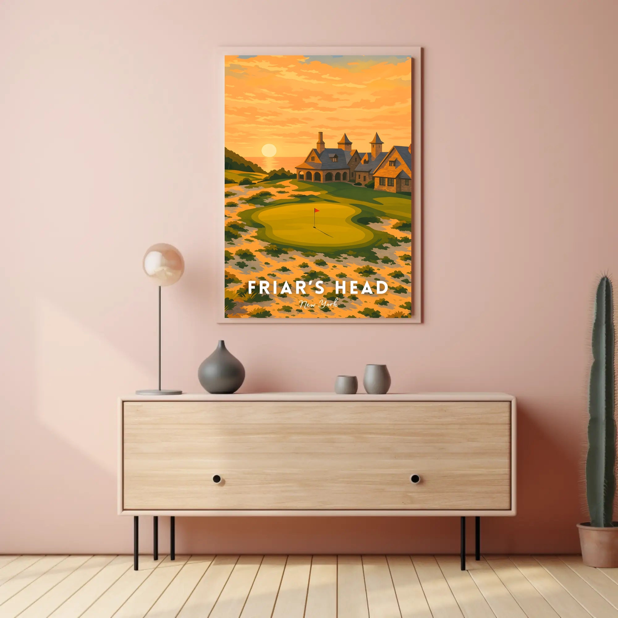 Serene Golf Course Sunset Artistic Sports Poster