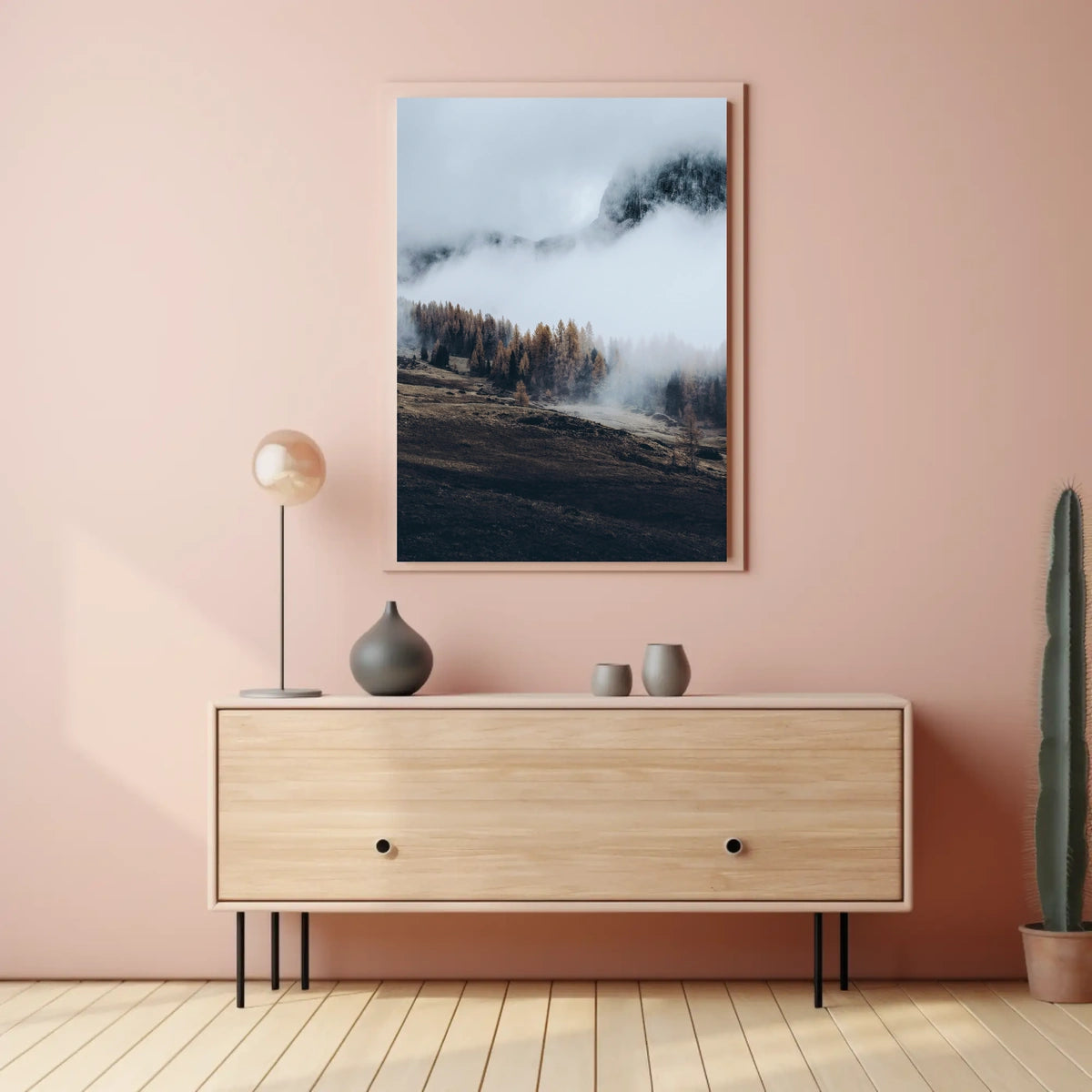 Misty Autumn Mountain Landscape Photorealistic Art Print