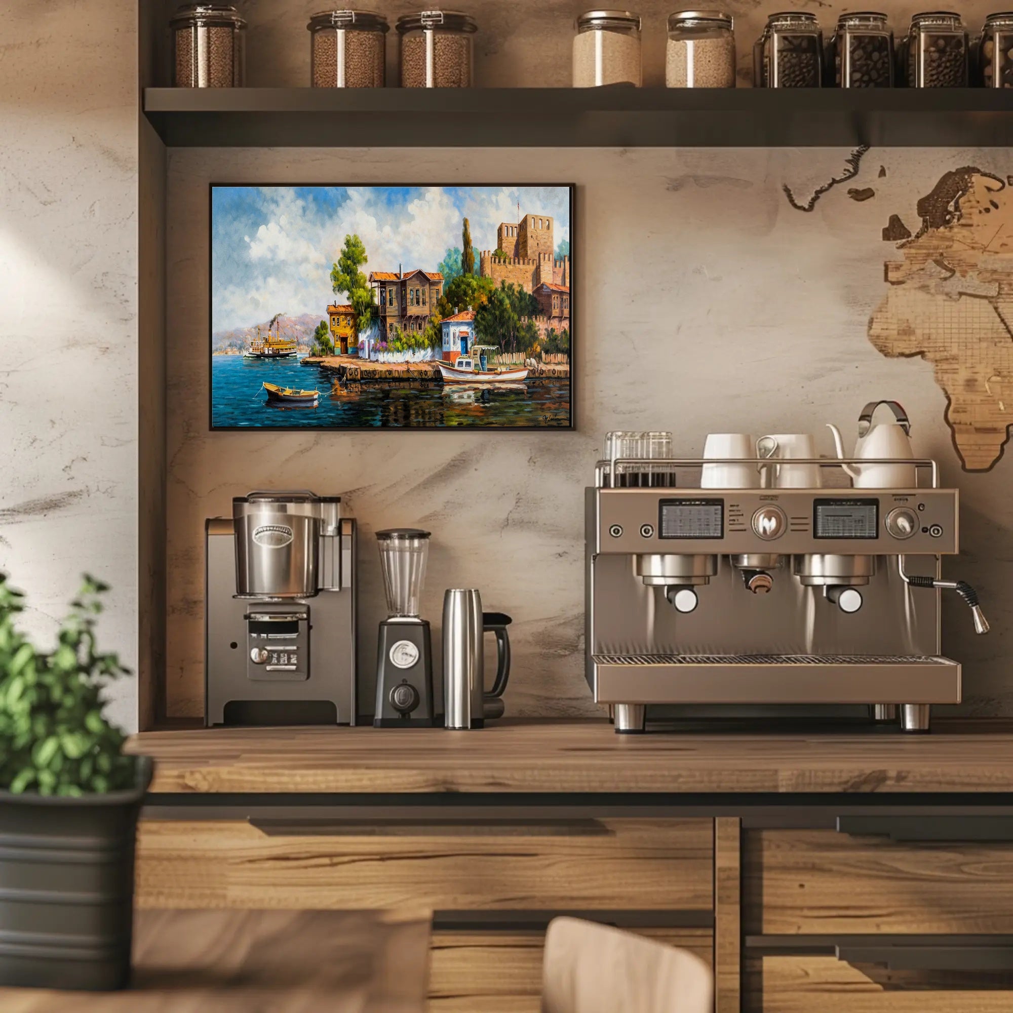 Serene Coastal Village Poster