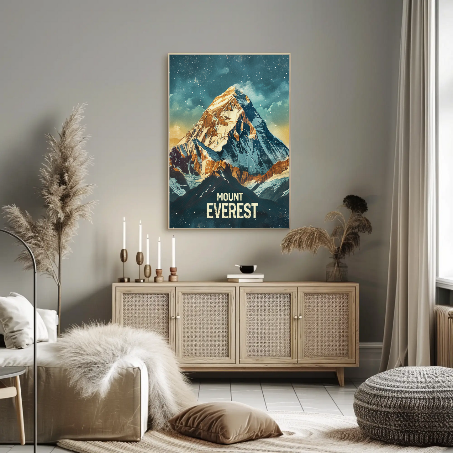 Mount Everest Himalayan Peak Snowfall Travel Poster