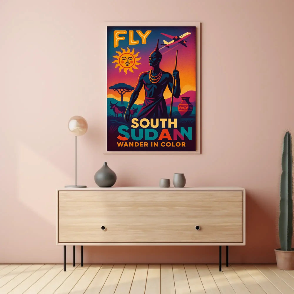South Sudan Vibrant Travel Advertisement, Vintage-Modern Travel Poster PosterGoat