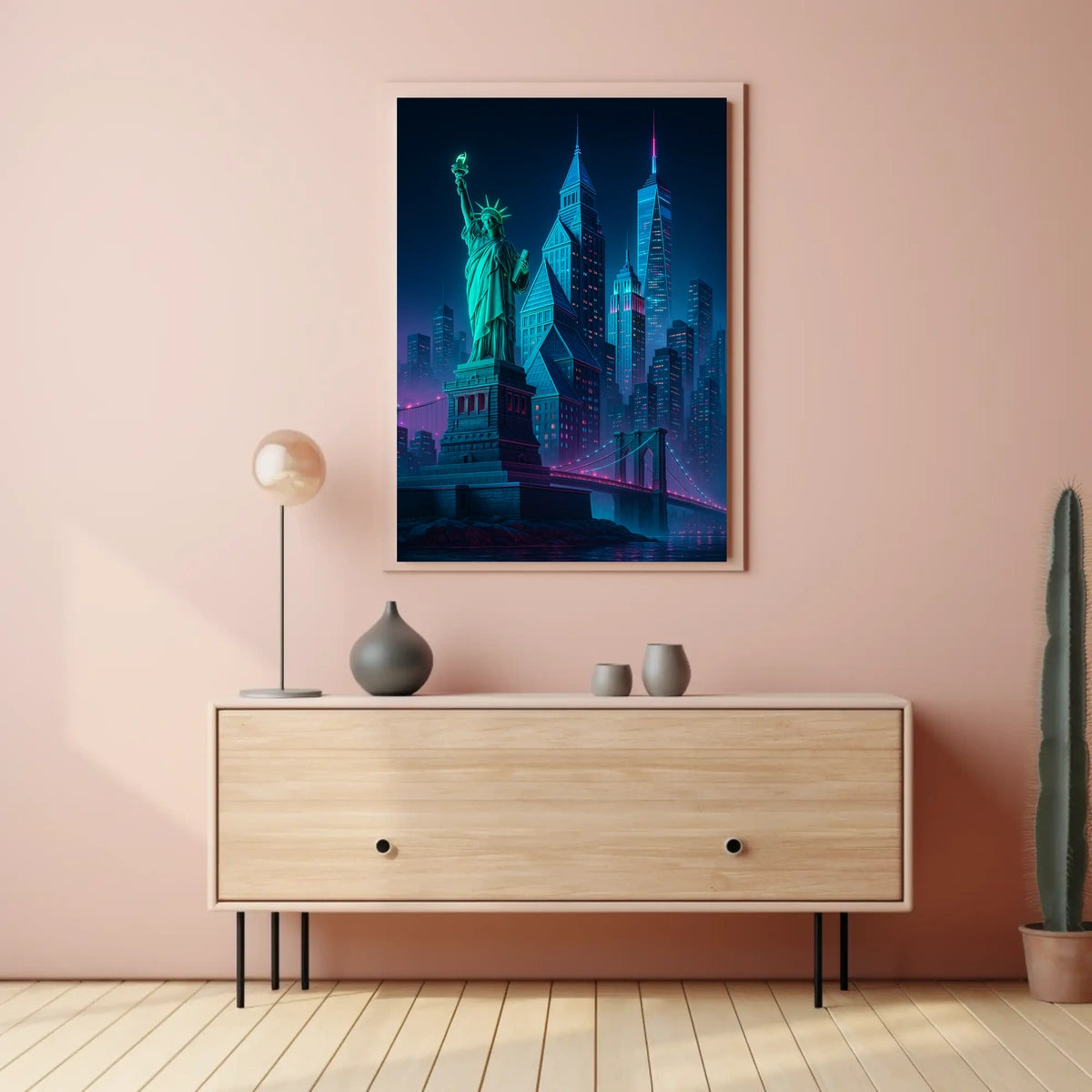 New York City Poster Modern Neon Urban Skyline Wall Art