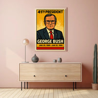 George H. W. Bush 41st President of the United States Inked Comic Style Poster