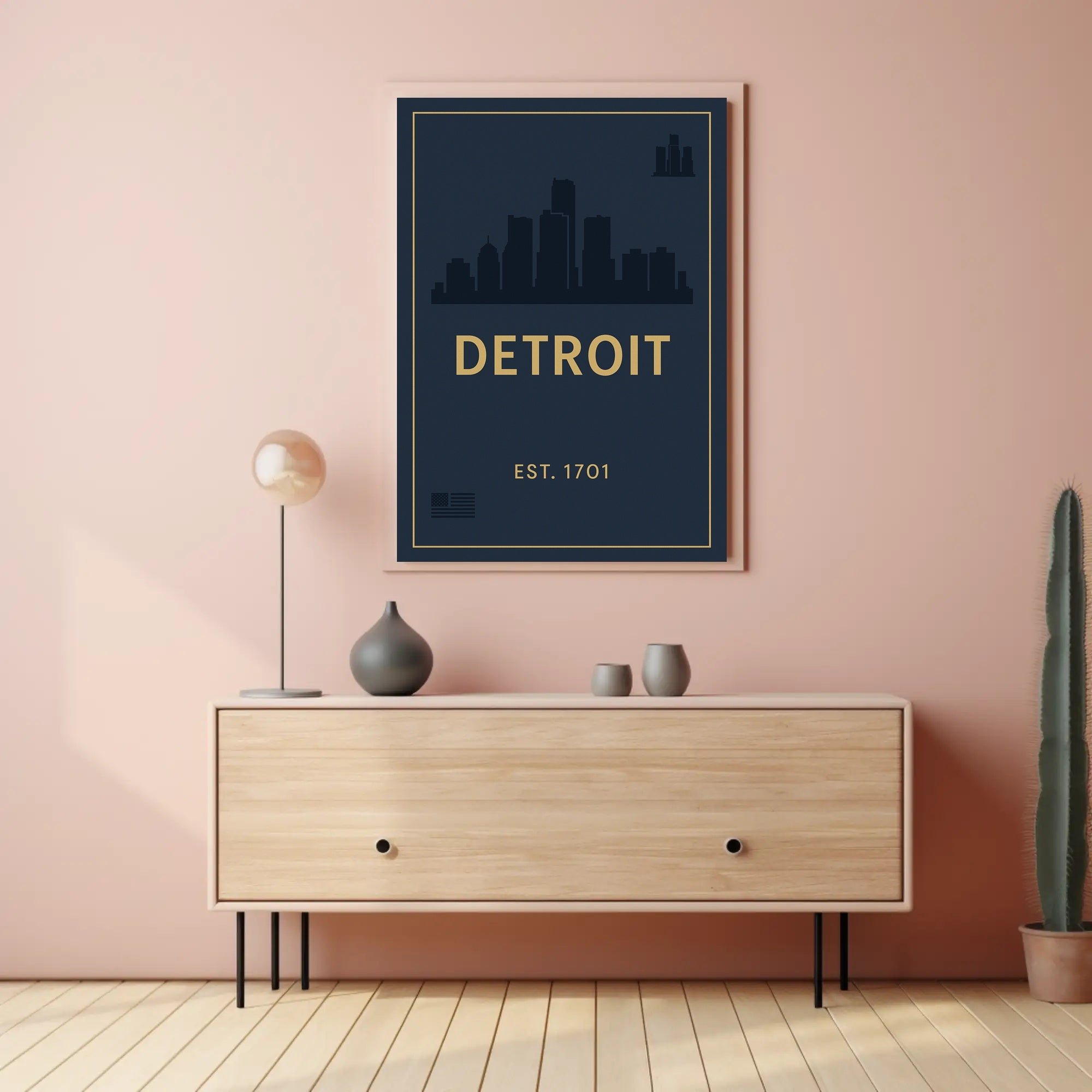 Detroit Skyline – Est. 1701 Poster PosterGoat