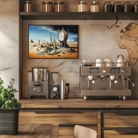 Surreal Landscape Art Poster with Pocket Watch and Nature Fusion