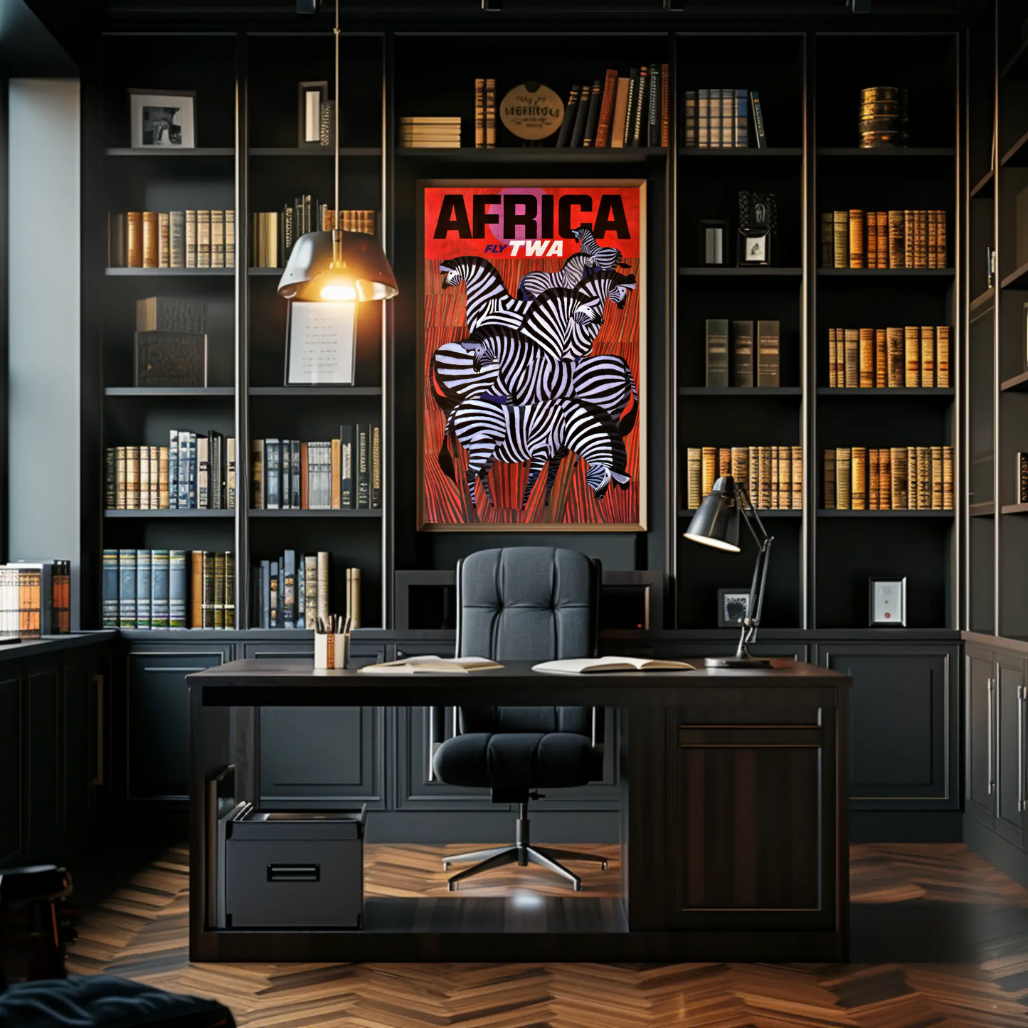 1960s AFrica - Fly TWA Vintage Style Travel Poster