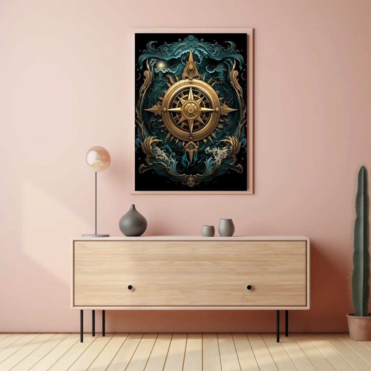 Mystical Seas Adventure Compass Surrealism Poster