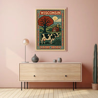 Wisconsin Countryside Vintage Rustic Cozy Poster