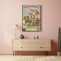 Gallant Rider with Flag Poster PosterGoat