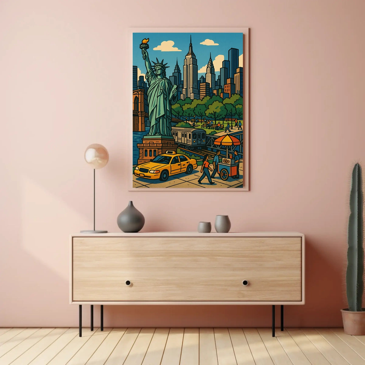 New York City Skyline Poster Vintage Travel Wall Art
