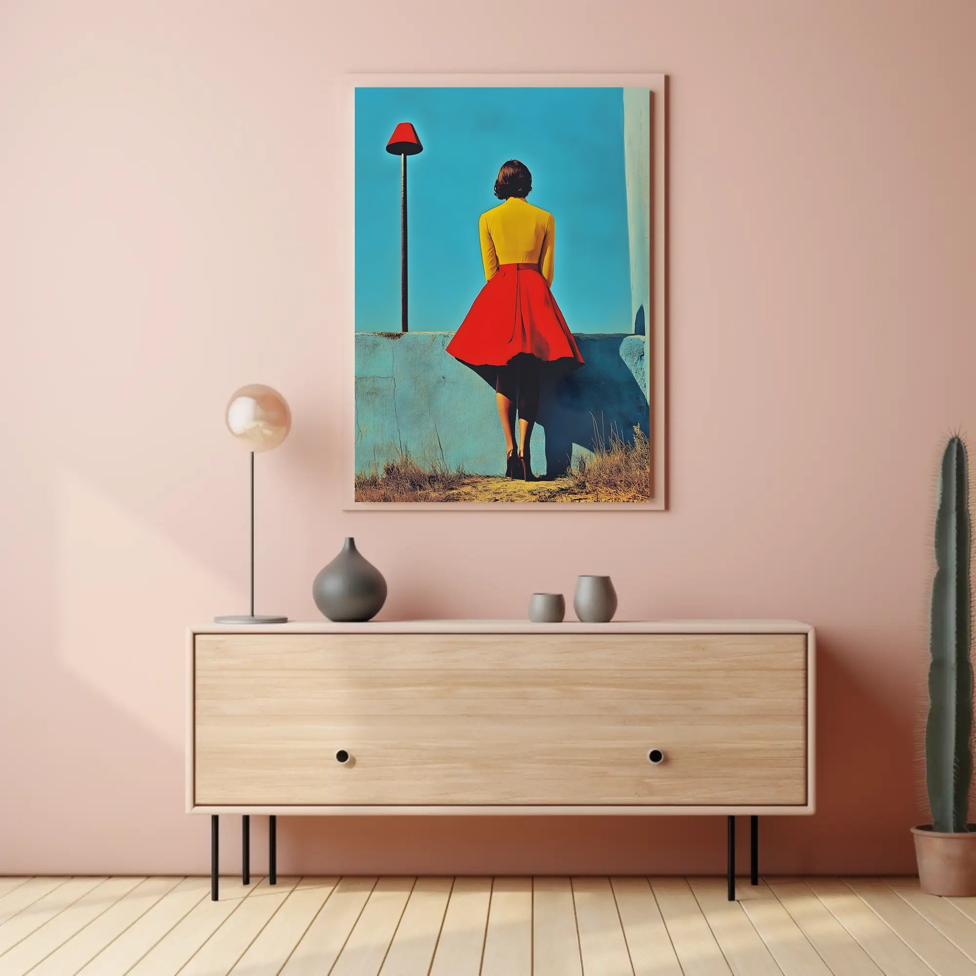 Red Lamp Poster Retro Wall Art Print Home Decor