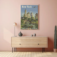New York City Travel Adventure Poster Vintage Wall Art