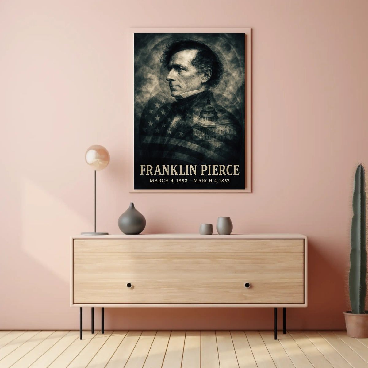 Franklin Pierce 14th President of the United States Double Exposure Poster