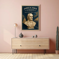 James K. Polk Bust Presidential History Poster
