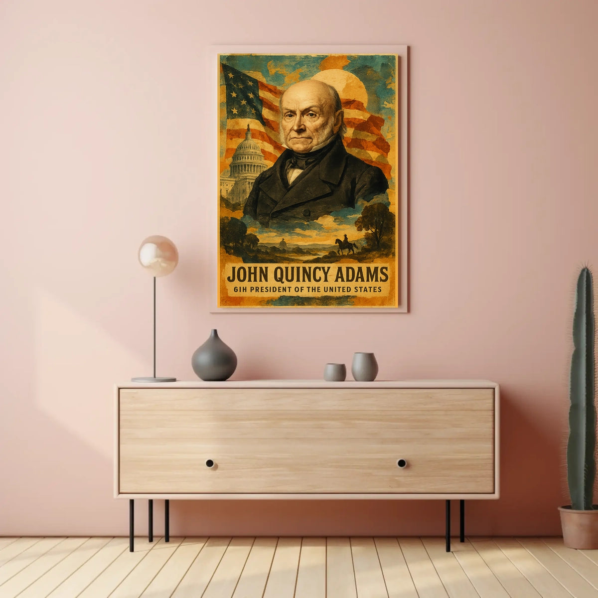 John Quincy Adams 6th President of the United States Layered Digital Collage Poster