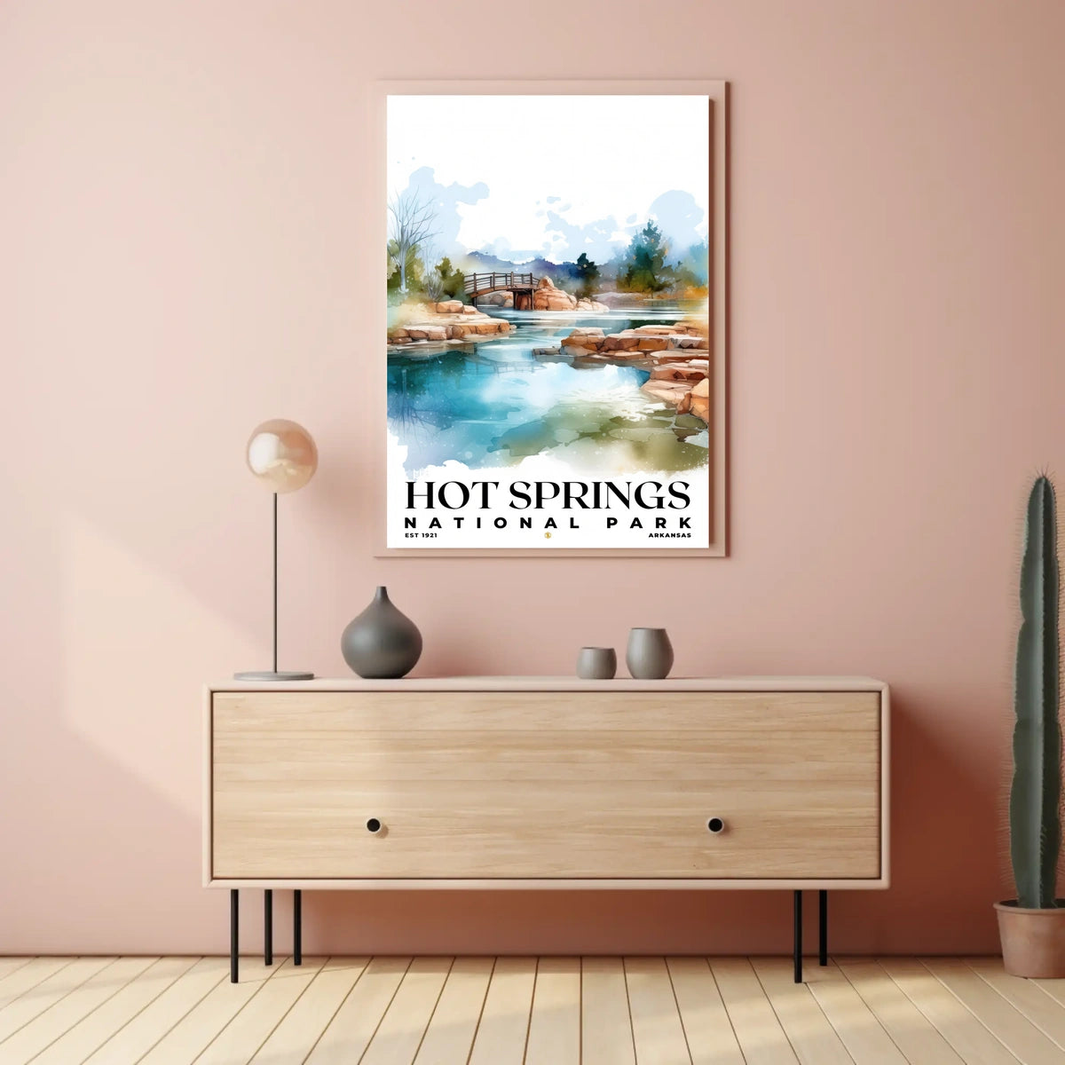 Hot Springs Watercolor Wall Art Poster