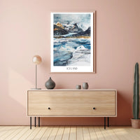 Icelandic Icy Mountains Abstract Artistic Poster PosterGoat
