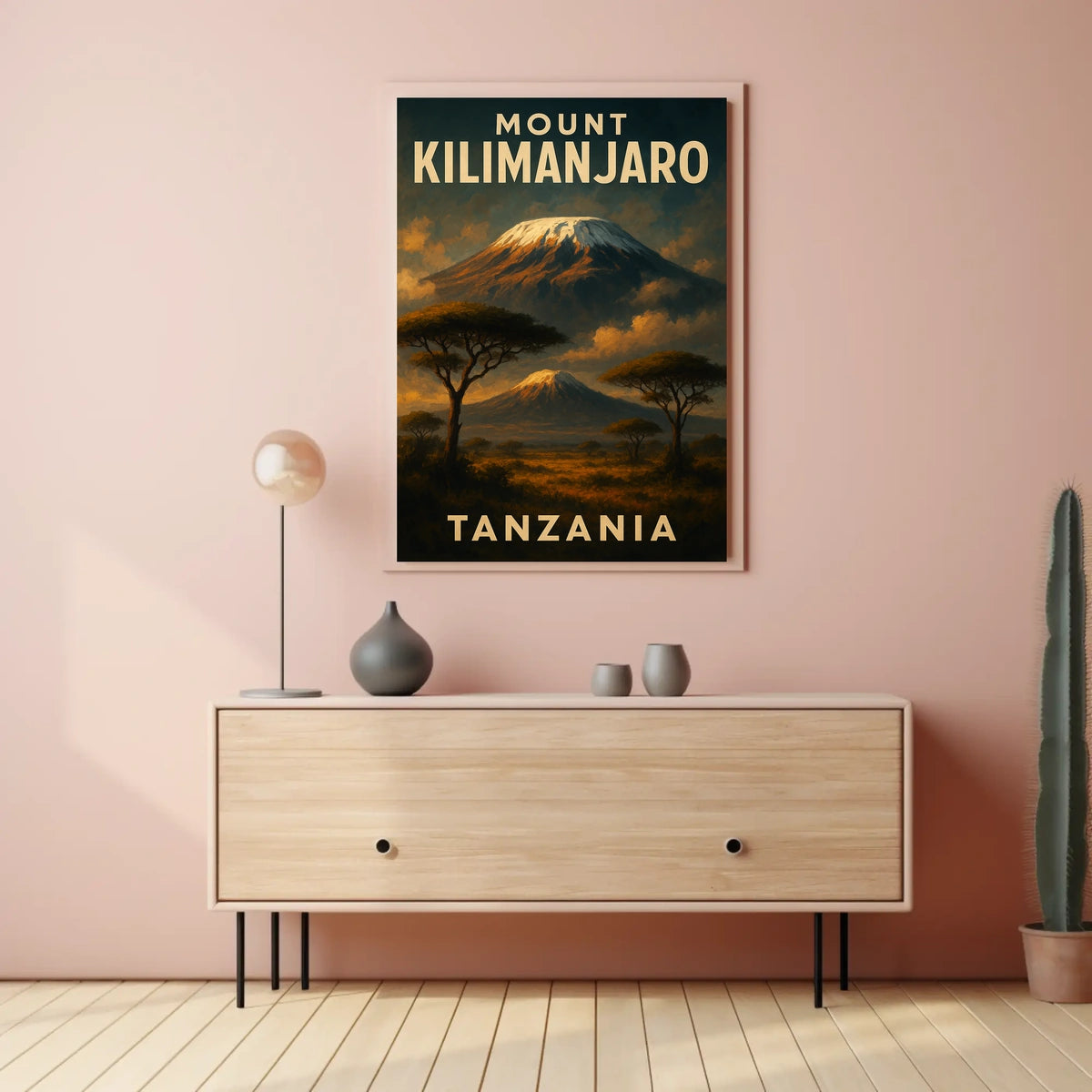 Kilimanjaro Majestic Vintage Travel Painterly Watercolor Nostalgic African Landscape Poster