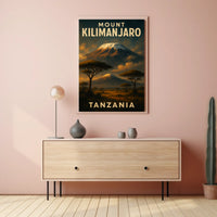 Kilimanjaro Majestic Vintage Travel Painterly Watercolor Nostalgic African Landscape Poster